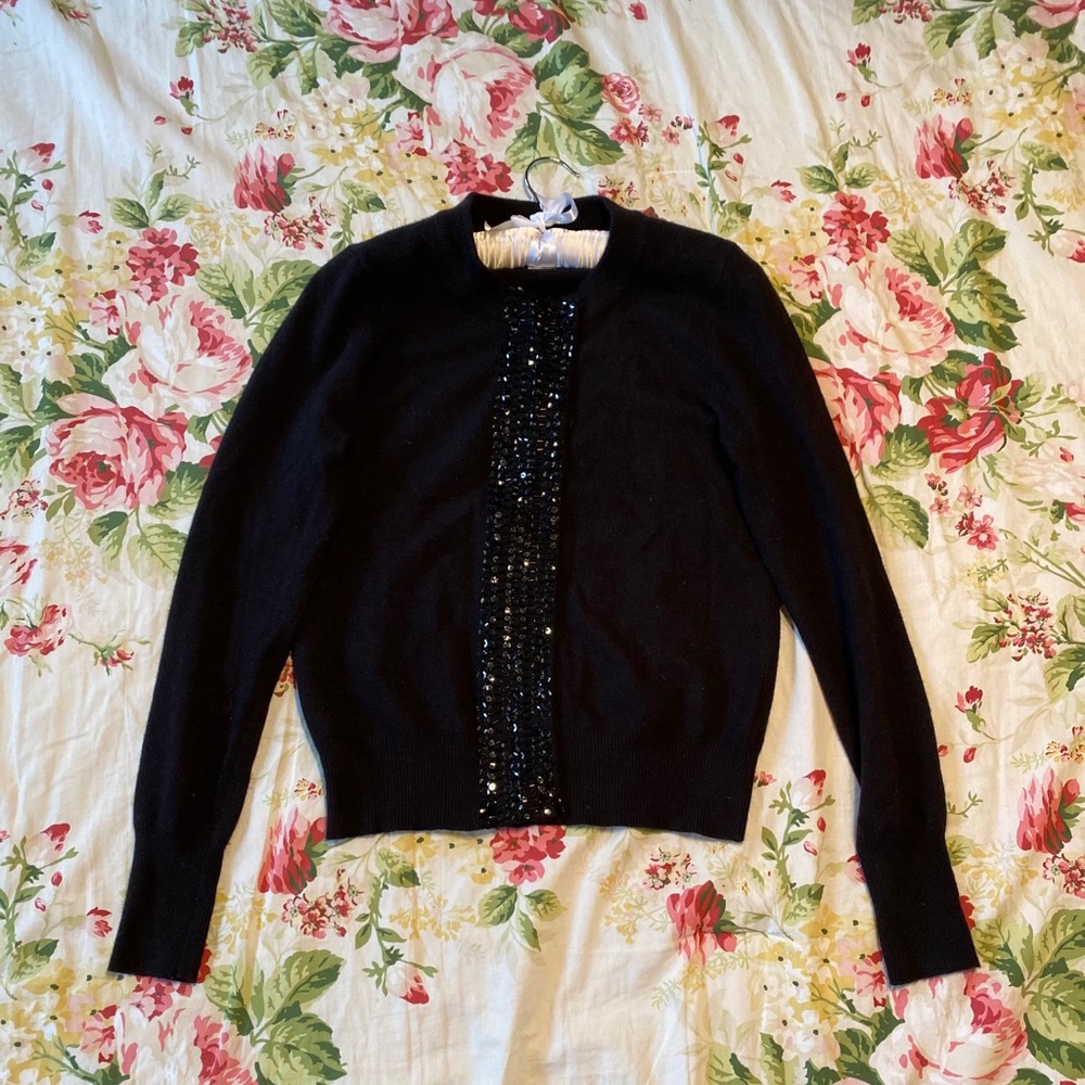 J Crew zip up cardigan sweater with sequins